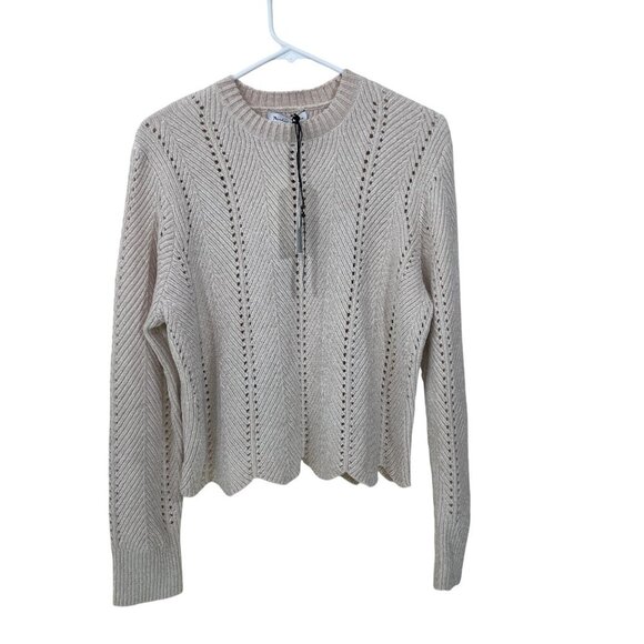 Michael Stars Chenille Sweater‎ Size LP Lakin Cropped Crew Neck Pullover  NWT - Picture 2 of 8